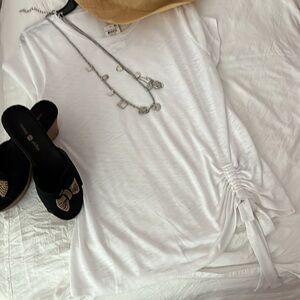 NWT INC whit side tie tee